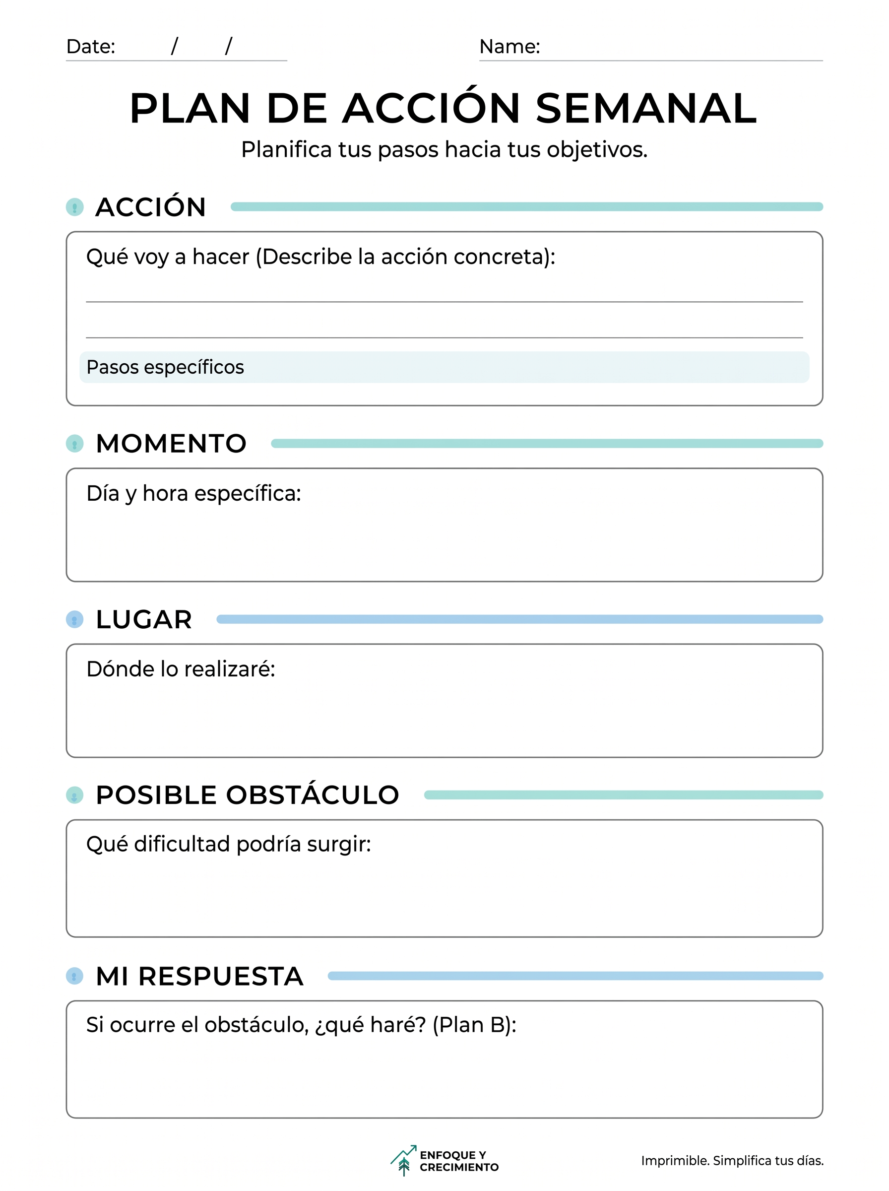 Plan de acción semanal